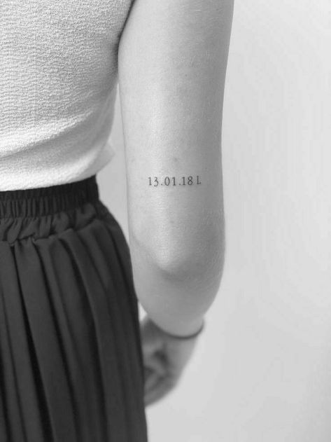 Birthdate Tattoo, 42 Tattoo, Tato Henna, Date Tattoos, Writing Tattoos, Bff Tattoos, Discreet Tattoos, Dainty Tattoos, Baby Tattoos