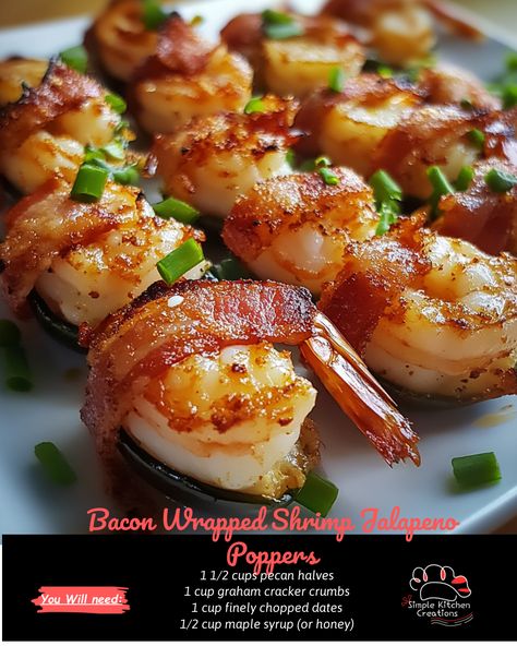 "Indulge in the perfect combination of salty, spicy, and savory with these Bacon Wrapped Shrimp Jalapeno Poppers! A delicious appetizer that will surely impress your guests. Click for the recipe now! #appetizers #bacon #shrimp #jalapeno #poppers" Jalapeno Bacon Wrapped Shrimp, Bacon Wrapped Pineapple Shrimp, Shrimp Brochette Bacon Wrapped, Bacon Cream Cheese Jalapeno Poppers, Bacon Wrapped Shrimp Jalapeno Poppers, Jalapeno Shrimp Poppers, Bacon Wrapped Shrimp In Oven, Shrimp Jalapeno Poppers, Bacon Shrimp