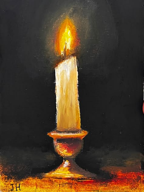 Oil Pastel Art Candle, Candle Painting Acrylic Easy, Drawing Of A Candle, Paintings Of Candles, Candle Oil Pastel, Painting Of Candle, Watercolor Candles Painting, Candle Drawing Aesthetic, Still Life Painting Easy