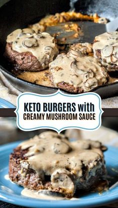 Keto Burgers, Keto Burger, Breakfast Low Carb, Keto Beef Recipes, Boiled Egg Diet Plan, Resep Diet, Creamy Mushroom Sauce, Keto Cooking, Keto Recipes Dinner