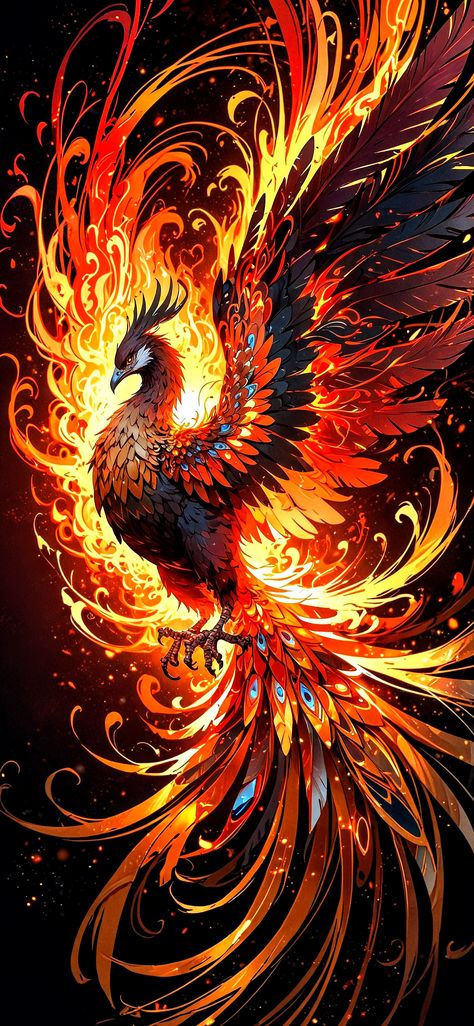 Colorful Phoenix Art, Phoenix Artwork Illustration, Pheonix Aestethic Wallpaper, Phoenix Bird Wallpaper, Real Phoenix Bird, Phoenix Background, Phoenix Pictures, Phoenix Fire Bird, The Phoenix Art