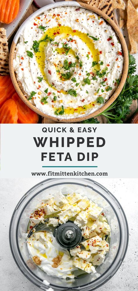 Feta Dipping Sauce, Creamy Whipped Feta Dip, Easy Feta Dip, Foccacia Dips, Creamy Feta Dip, Pita Dip, Whipped Feta Recipe, Whipped Feta Dip, Fit Mitten Kitchen