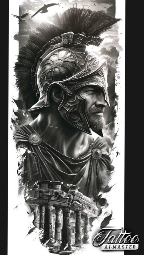 Roman Warrior Tattoo, Tattoo Sketch Art, Gladiator Tattoo, Colour Tattoo For Women, Zeus Tattoo, Spartan Tattoo, Tattoo Lettering Styles, Warrior Concept Art, Egypt Tattoo