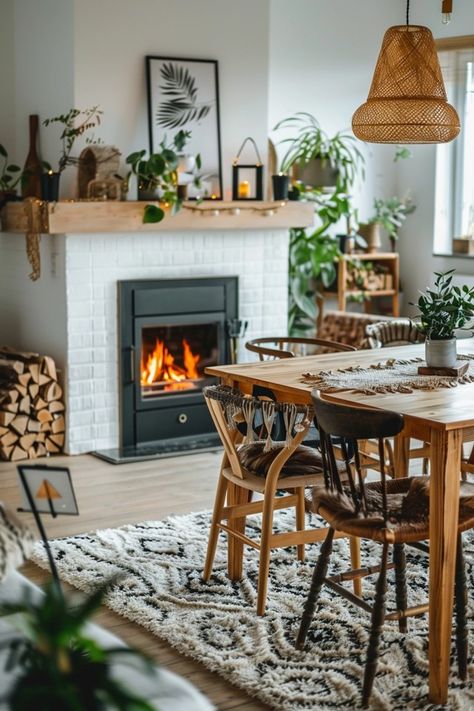 Cozy Dining Room with Fireplace Design Tips Living Dining Room Combo With Fireplace, Dining Room Table In Front Of Fireplace, Dining Room By Fireplace, Farmhouse Dining Room With Fireplace, Dining Table In Front Of Fireplace, Small Dining Room With Fireplace, Dinning Room With Fireplace, Dining Room With Fireplace Ideas, Dining Room Fireplace Ideas