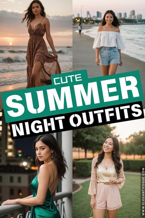 Cute Summer Night Outfits Cute Summer Night Outfits, Summer Evening Outfit Night, Cute Date Night Outfits Summer, Dinner And Drinks Outfit, Summer Evening Outfit, Drinks Outfits, Cute Date Night Outfits, Summer Night Outfit, Date Night Outfit Summer