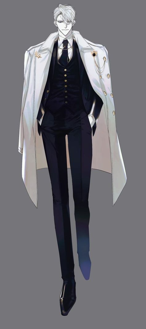 Mafia Love Story, Full Body Character, Anime Suit, Anime White Hair, Suit Drawing, Mafia Love, Ne Zha, Anime White, Boss Suits