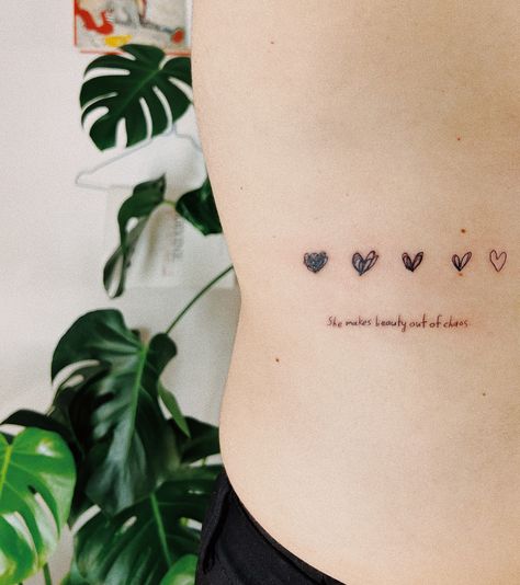 Messy Heart Tattoo, Connected Heart Tattoo, Heart With Words Tattoo, Beautiful Chaos Tattoo, Chaos Tattoo Ideas, Heart Tattoo Shoulder, Gold Trinity Ring, Chaos Tattoo, N Tattoo