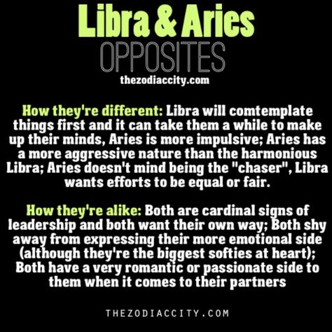 @Elise haha we're opposites Libra And Aries Love, Libra And Aries Compatibility, Aries Relationship, Libra Relationships, Aries Compatibility, Libra Compatibility, Libra Anger Facts, Aries Sexuality, Zodiac Book