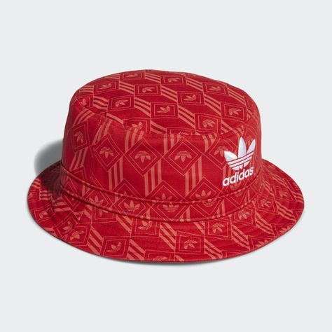 adidas Monogram Bucket Hat - Red | adidas US Adidas Bucket Hat, Red Bucket Hat, Bucket Hat Style, Sitewide Sale, Red Adidas, Bold Graphics, Berets, Bucket Hats, Red Hats