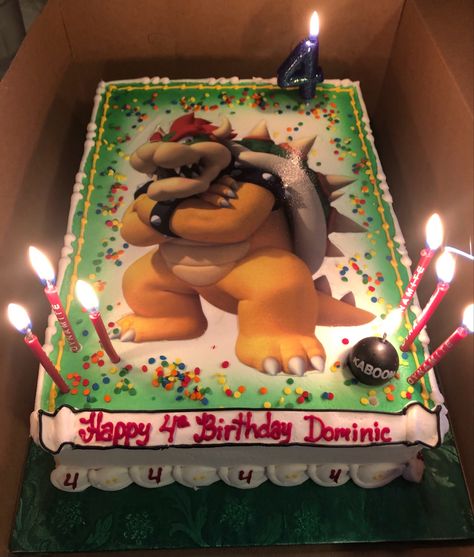 Bowser Cake Ideas, Bowser Cupcakes, Bowser Birthday, Bowser Birthday Cake, Bowser Cake, Mario Birthday Cake, Movie Cakes, Patterned Cake, Super Mario Birthday Party