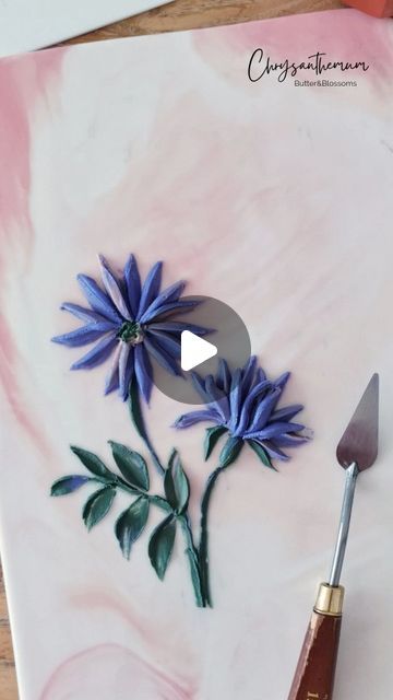 Palette Knife Painting On Cake, Painted Cake Ideas, Palette Knife Buttercream Flowers, Pallete Knife Cakes, Palette Cake Decorating, Pallet Knife Cake Decorating Tutorial, Pallet Knife Cake Decorating, Knife Flower Cake, Palette Knife Painting Flowers