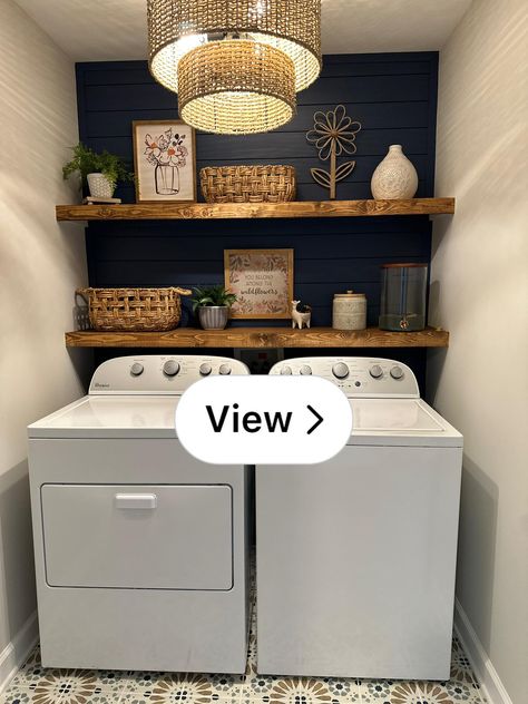 Lemon8 · Dream laundry room? Yes, please! 🙋🏼‍♀️🧺 · @Redhead_Renos Laundry Wallpaper, Closet Laundry Room, Laundry Room Organization Ideas, Laundy Room, Laundry Room Update, Laundry Nook, Laundry Shelves, Laundry Room Ideas Small Space, Small Laundry Room Makeover