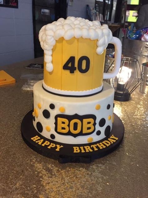 50th Beer Cake, Cheers And Beers To 40 Years Party Cake, Beer Birthday Cake Ideas, Beer Decorated Cake, 30th Birthday Beer Cake, Beer Themed 40th Birthday Party, Cheers And Beers Party Cake, Cheers And Beers To 30 Years Cake, Cheers And Beers Birthday Cake