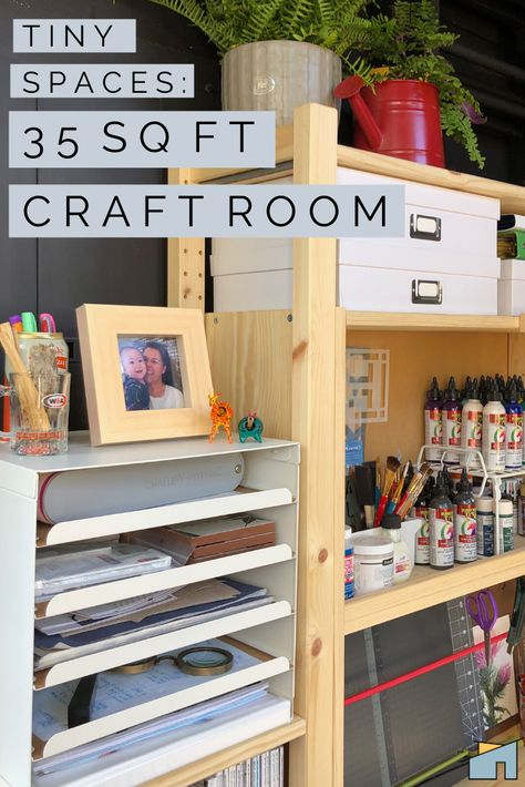 Craft Room Ikea Hack: How I created an entire craft room in a very small room on a small budget. #ikeahacks #craftroom #craftstorage Craft Room Ideas On A Budget, Organized Craft Room, Room Workspace, Craft Room Closet, Craft Room Signs, Mudroom Makeover, Ikea Crafts, Small Craft Rooms, Craft Room Inspiration