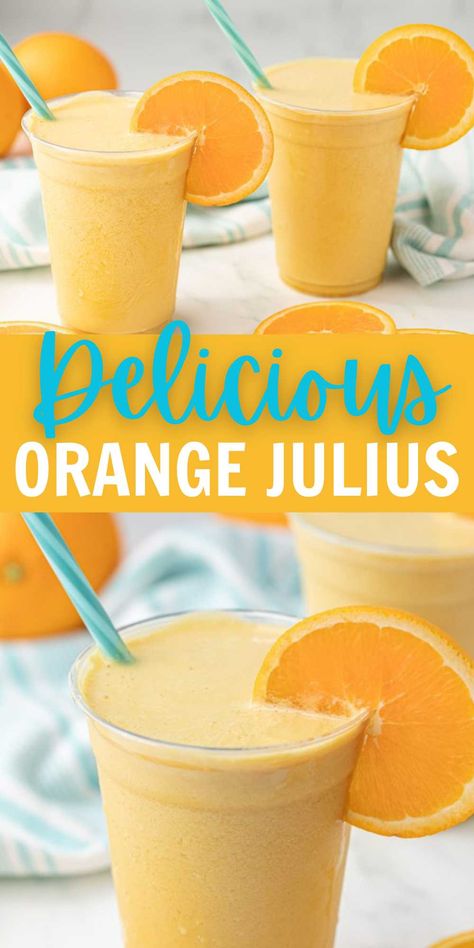 Oj Smoothie Recipes, Orange Julius Recipes, Peach Julius Recipe, Protein Orange Julius Recipe, How To Make An Orange Julius, Orange Julius Recipe With Orange Juice, Dairy Free Orange Julius, Strawberry Julius Recipe Original, How To Make Orange Julius