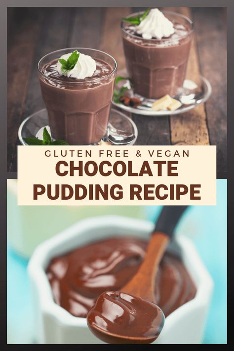 Gluten Free Dairy Free Pudding, Vegan Gluten Free Pudding, Chocolate Pudding Dairy Free, Vegan Chocolate Pudding Recipe, Dairy Free Pudding Recipe, Non Dairy Pudding, Gluten Free Chocolate Pudding, Dairy Free Chocolate Pudding, Gluten Free Pudding