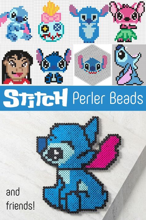 Get 20 patterns for Stitch perler beads! You'll love these cute and easy patterns based on characters from Disney's Lilo & Stitch. Perler Beads Lilo And Stitch, Perler Bead Stitch Pattern, Stitch Fuse Bead Pattern, Stitch Disney Perler Beads, 3d Stitch Perler Bead Patterns, Lilo And Stitch Perler Beads, Toy Story Perler Bead Patterns, Pearl Bead Designs, Stitch Activities For Kids