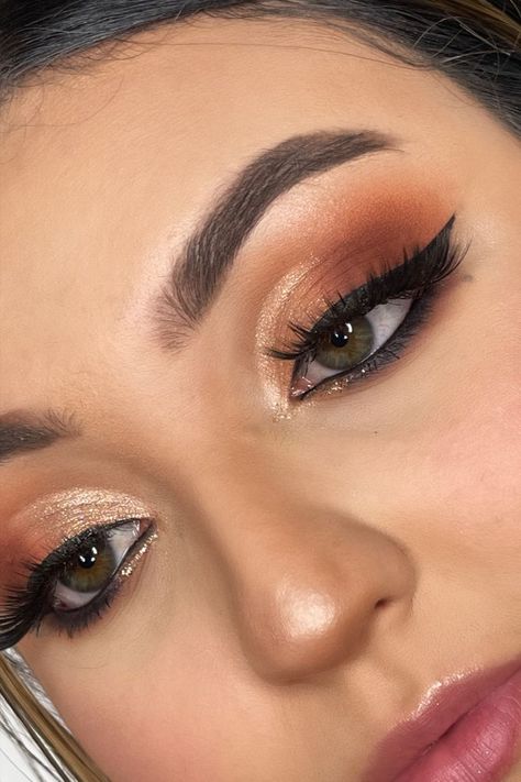 Makeup Looks For Morena, Softglam Makeup Looks, Dama Makeup, Makeup Ojos, Wedding Guest Makeup, Orange Makeup, Flawless Makeup Application, Evening Makeup, Nude Makeup