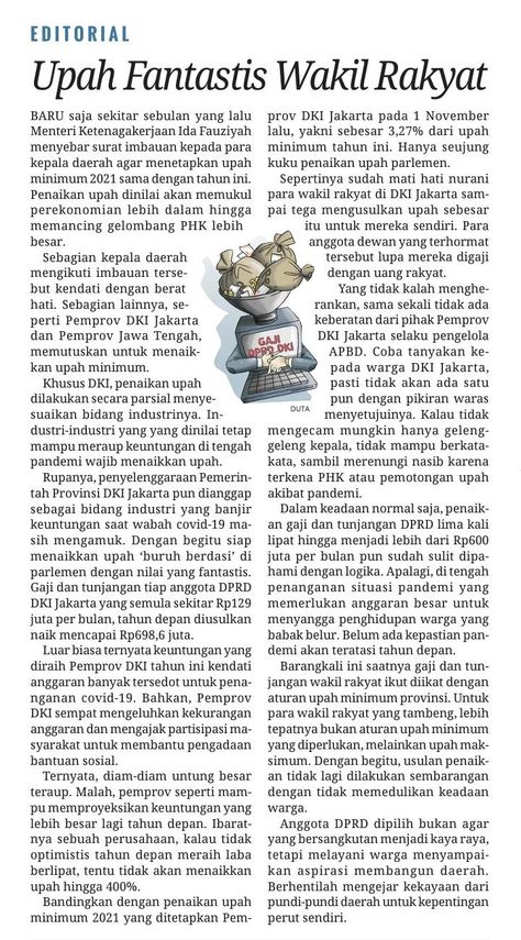 Contoh teks editorial sering kali muncul pada surat kabar yang isinya mengangkat isu-isu terkini yang aktual, fenomenal, dan faktual. Bagi kamu yang belum pernah membacanya, simak selengkapnya pada artikel ini, ya! Property People, Teks editorial merupakan salah satu rublik yang ada di media massa. Tidak hanya media cetak koran atau majalah, kekinian teks editorial juga […] Posting 8 Contoh Teks Editorial Terbaru Berbagai Topik yang Singkat dan Menarik ditampilkan lebih awal di 99 Berita P Contoh Teks Ulasan, Teks Berita, School Study Ideas, General Knowledge, Editorial, Indonesia