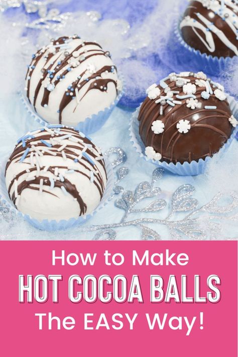 Chocolate Balls For Hot Chocolate, How To Make Coco Boms, Hot Cocoa Balls Diy, Hot Chocolate Bombshell Diy Video, Christmas Treats For Gifts Kids, Coco Balls For Hot Chocolate, Diy Hot Chocolate Bombshell, Hot Coco Bombshell Diy, Hot Chocolate Balls Diy