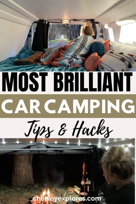 Car Camping Decoration, Camping By Yourself, Camp In Your Car, Car Camping For Two, Suv Camping Build, Camping In Your Suv, Camp In Car, Car Camping Essentials List, Car Camping Storage Ideas