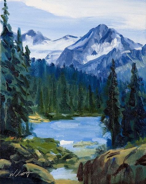 canvas painting ideas for mom Oil Painting Videos, Oil Painting Pictures, Oil Painting Nature, Lake Landscape, Oil Painting Portrait, Watercolor Artists, Mountain Paintings, Bob Ross, Hiking Trail