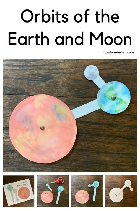 Orbits of the Earth and Moon Project — Liza Dora Design Moon Phases Montessori, Sun And Earth Activities, Moon Elementary Activities, Science Space Projects, Sun Earth And Moon Activities, Earth Sun And Moon Project, Earth Moon Sun Model, Moon Art Elementary, Solar System Activities Middle School