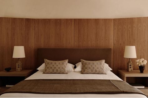 Hotel Headboard, Charles Zana, Minimal Bedroom Design, Minimal Bedroom, Brown Bedroom, Classic Bedroom, French Interior, Interior Design Studio, Guest Bedroom