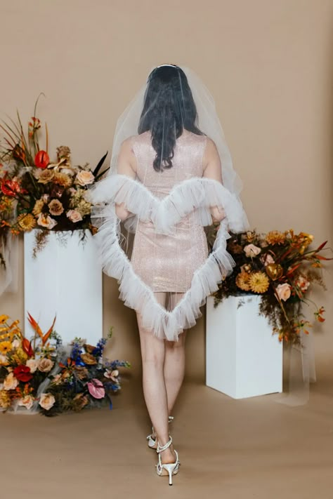 The ‘Nontraditional’ Bridal Brand Capturing Hearts Online - The New York Times Mid Century Backyard, Madison Chamberlain, Funky Wedding, Queer Weddings, Soft Tulle, Backyard Party, Vegas Wedding, Wedding Mood, Wedding Veils