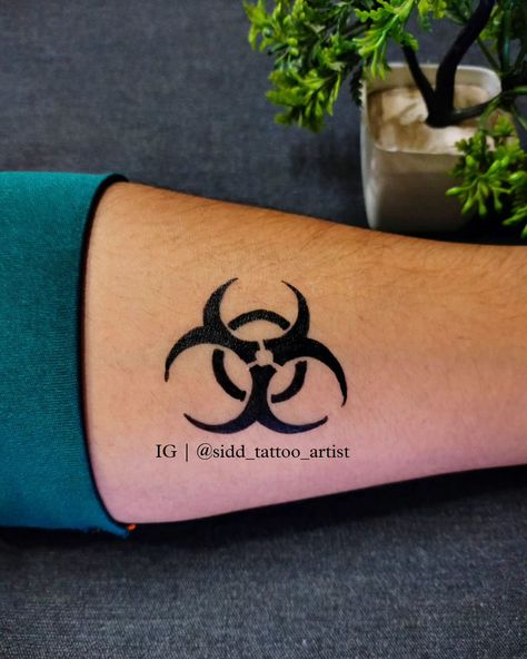 Toxic Symbol Tattoo ☣️ | Save for later 📩 .. .. #Toxic #symboltattoo #tattoodesign #viral Toxic Symbol Tattoo, Toxic Symbol, Symbol Tattoo, Symbol Tattoos, Save For Later, April 25, Tattoo Artists, Tattoo Ideas, Tattoo Designs