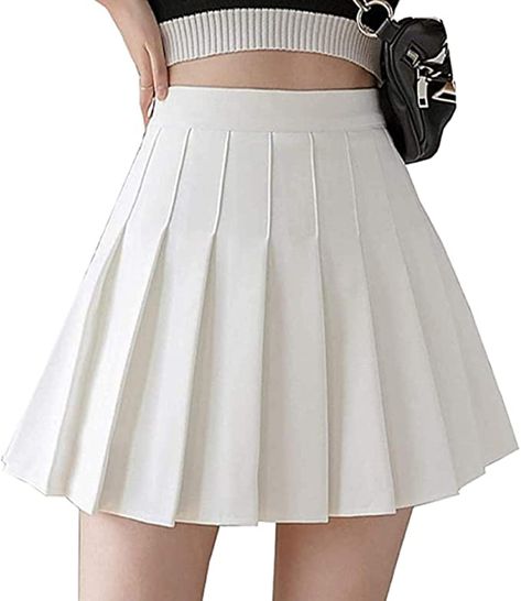 Girls Women’s High Waisted Pleated Skater Tennis Skirt School Uniform Skirts with Lining Shorts(Solid White,XL) at Amazon Women’s Clothing store Preppy Girl Style, School Uniform Skirts, Grey Maxi Skirts, Womens Pleated Skirt, Skirt Tulle, White Pleated Skirt, School Skirt, High Waisted Pleated Skirt, Black Pleated Skirt