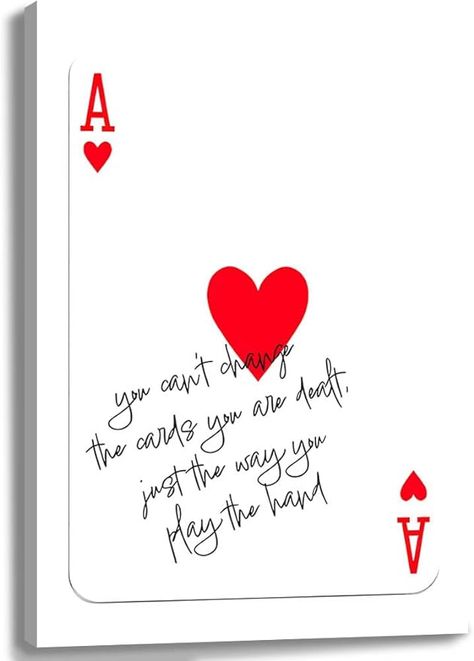 Amazon.com: Stylish Ace of Hearts Poster Funny Modern Preppy Playing Cards Canvas Wall Inspirational Art Aesthetic Wall Decor (C,16x24inch Framed): Posters & Prints Play Cards Art, Ace Of Hearts Painting, Deck Of Cards Wallpaper, Ace Of Hearts Aesthetic, Playing Cards Aesthetic, Heart Painting On Canvas, Heart Lettering, Ace Cards, Business Study