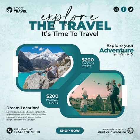 Social media travelling post or travel business agency promotion square banner template#pikbest#templates Travel Agency Posts Ideas, Travel Post Design, Instagram Feed Theme Layout, Travel Promotion, Travel Advertising Design, Travel Flyer, Car Advertising Design, Shadow Drawing, Travel Agencies