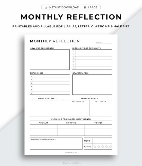 Monthly Review Templates  Get organized and stay on top of your work with our monthly review templates. Choose from a variety of sizes and formats to find the perfect one for your needs.   A4, A5, Letter, and Classic HP sizes  Weekly, monthly, and quarterly options  Printable PDFs  Click to see our templates and start organizing your life Bullet Journal Review, Organizing Thoughts, Free Planner Pages, Monthly Reflection, Planner Goals, Journal Ideas Templates, Bullet Journal Month, Weekly Planner Free Printable, Free Digital Planner