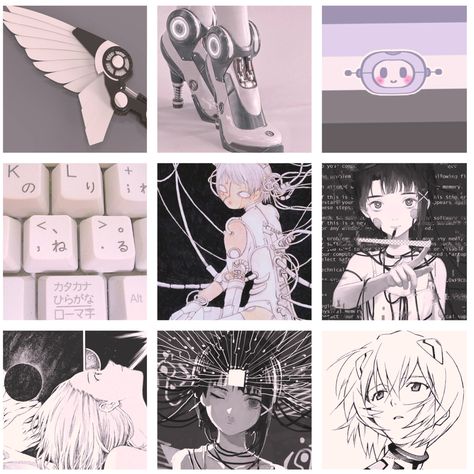 Character Mood Boards Story Inspiration, Cybercore Color Palette, Webcore Moodboard, Cybercore Moodboard, Manga Moodboard, White Cybercore, Vtuber Moodboard, Y2k Moodboard, Adopt Idea