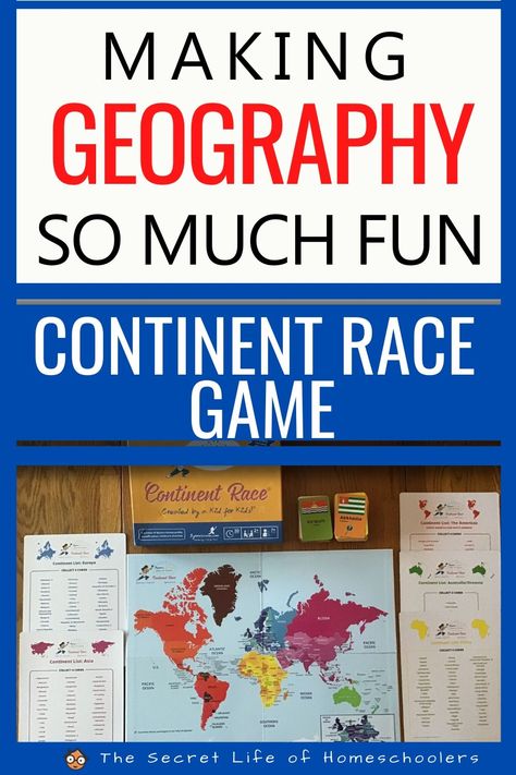 The Continent Race game is an great way to make world geography a lot of fun! Kids will learn where all the countries are located in our world. It is a must for your homeschool.  #geography #geographygames #gameschooling Geography Project Ideas, Fun Geography Lessons, Ap Geography, Elementary Geography Activities, Classroom Highschool, Middle School World Geography, Geography Games Middle School, Prek Geography, Geography Games For Kids