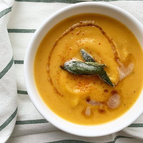 Butter Squash Soup, Squash Soup With Apple, Soup With Sage, Squash Ideas, Roasted Squash Soup, Butter Squash, Butter Sage Sauce, Best Butternut Squash Soup, Brown Butter Sage