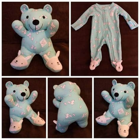 The BEST Memory Bear Keepsake Ideas! - Kitchen Fun With My 3 Sons Uppfostra Barn, Old Baby Clothes, Memory Bears Pattern, Vogue Kids, Baby Clothes Quilt, Diy Sy, Keepsake Bear, Baby Keepsakes, Diy Bebe