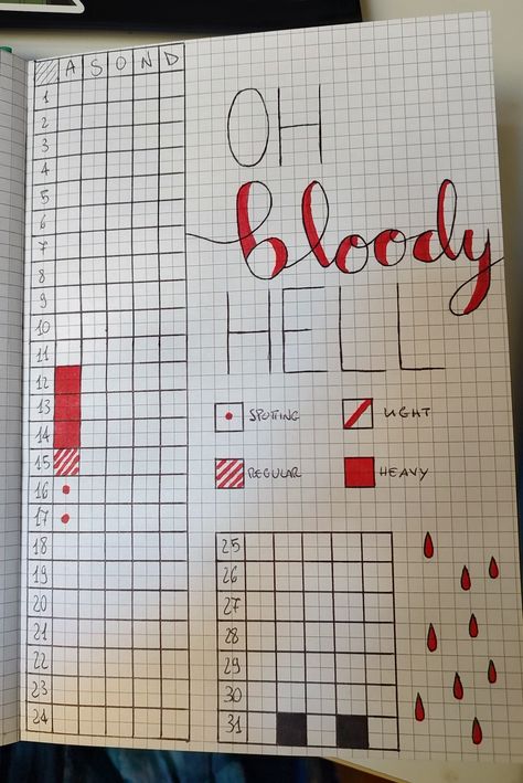 Period Page of bullet journal Dot Journal Period Tracker, Bujo Meal Tracker, Pain Tracker Bullet Journal, Period Journal, Bullet Journal Period Tracker, Bujo 2025, 2025 Journal, Bullet Journal Mental Health, Bullet Journal Budget