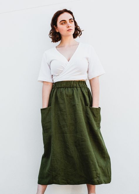 Peppermint Pocket Skirt, Linen Dress Sewing Pattern, Free Skirt Patterns For Women, Skirt With Pockets Pattern, Pocket Skirt Pattern, Simple Skirt Pattern, Gathered Skirt Pattern, Midi Skirt Sewing Pattern, Skirt Sewing Patterns