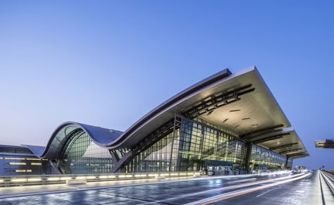 Airport Architecture, Hamad International Airport, Terminal Bus, Building Silhouette, Richard Rogers, Airport Terminal, Airport Design, Airports Terminal, Architecture Wallpaper