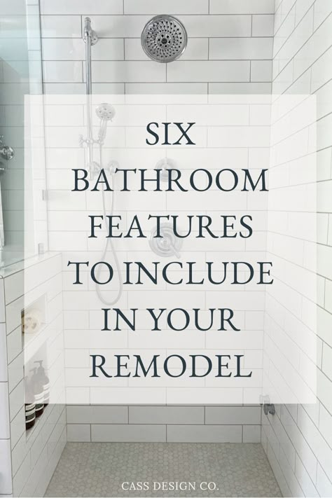 Sharing my tips on the best bathroom features to include in your bathroom remodel! Small Master Bath, Simple Bathroom Remodel, Master Bath Shower, Timeless Bathroom, Bath Redo, Coastal Bathroom, Ideas Bathroom Decor, Bathroom Features, House Remodeling