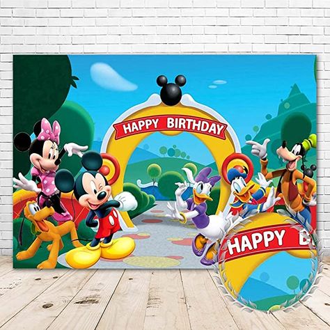 Minnie Mouse Backdrop, Mickey Mouse Wall, Mickey Mouse Clubhouse Birthday Party, Birthday Party Backdrop, Tema Disney, Mickey Mouse Clubhouse Birthday, Birthday Wall, Halloween Christmas Decorations, Mickey Mouse Birthday Party