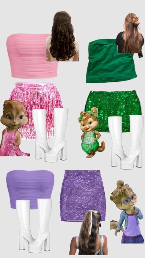 HALLOWEEN TRIO IDEA! Chipsets Halloween Costumes, Slurry Halloween Costume, Chippets Trio, Chippetes Trio Costume Ideas, Trio Halloween Costumes Last Minute, Tinkerbell Trio Costume, Groups Of Three Halloween Costumes, Trio Ideas Halloween, Yns Costume