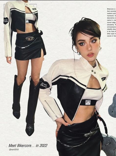 Christmas Wishlist For Teens, Vintage Racing Jacket, Cropped Biker Jacket, Jacket Varsity, Jacket Outfit Women, Racing Jackets, Trends 2025, Biker Outfit, Looks Black