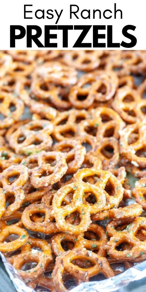 Easy ranch pretzels make a great snack or appetizer. They can be made in the oven OR the air fryer. These seasoned pretzels are seriously yummy! #ranchpretzels #pretzels Snack Recipes, Snacks, Beauty