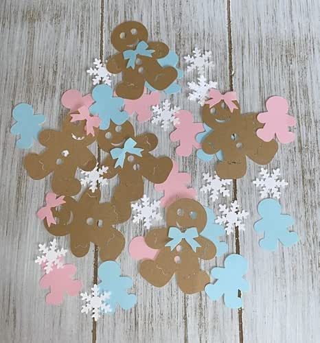 Gingerbread man Christmas Confetti Decorations Gender Reveal Baby Shower Birthday Party Pink and Blue Gender Reveal Ideas For Christmas, Gingerbread Themed Party, Christmas Gender Reveal Decorations, Gingerbread Gender Reveal Party Ideas, Gingerbread Reveal Party, Ginger Bread Gender Reveal Theme, Gingerbread Gender Reveal, Gingerbread Cookie Gender Reveal, Gingerbread Gender Reveal Cookies