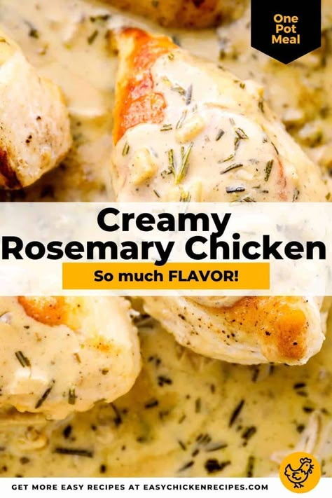 Try this Creamy Rosemary Chicken when you want juicy, creamy chicken that gets better with each bite. Prepare this delicious entree with your favorite sides to have a full meal ready to eat. Creamy Rosemary Chicken, Rosemary Chicken Pasta, Recipes With Rosemary, Garlic Rosemary Chicken, Rosemary Chicken Recipe, Rosemary Roasted Chicken, Meal Ready To Eat, Creamy Chicken Recipes, Chicken Skillet Recipes