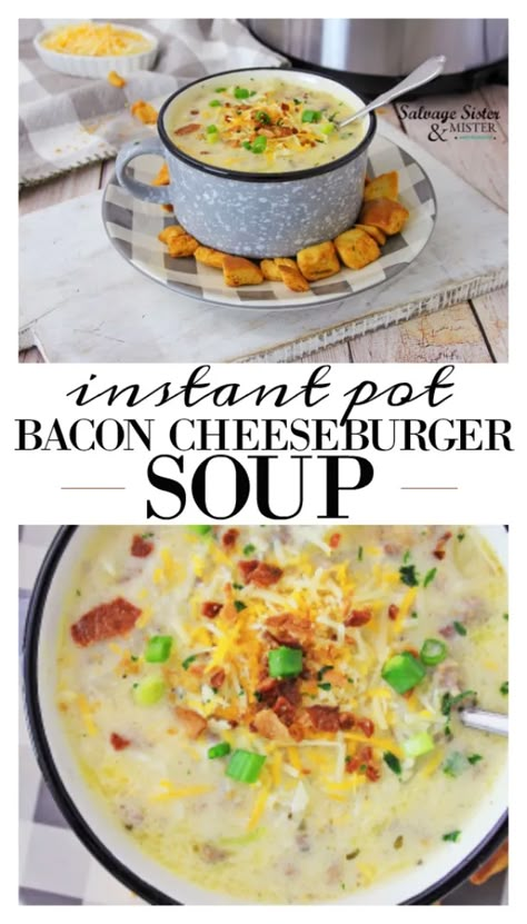 Instant Pot Cheeseburger Soup, Bacon Cheeseburger Soup, Cheese Burger Soup Recipes, Hamburger Soup, Cheeseburger Soup, Instant Pot Soup Recipes, Instant Pot Meals, Instant Pot Soup, Instant Pot Dinner