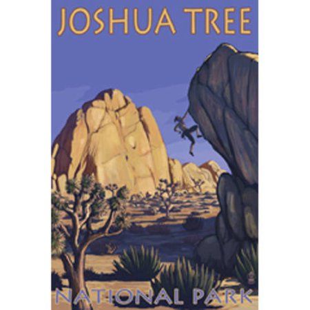 Joshua Tree National Park, CA Boulder Climber Poster, Multicolor National Parks Posters, Postal Vintage, Wood Postcard, Hiking National Parks, National Park California, Gallery Artwork, Retro Travel Poster, California National Parks, National Parks Usa